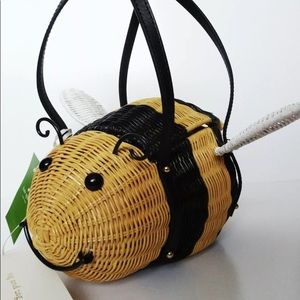 Kate Spade Down the Rabbit Hole Wicker Bee Bag New